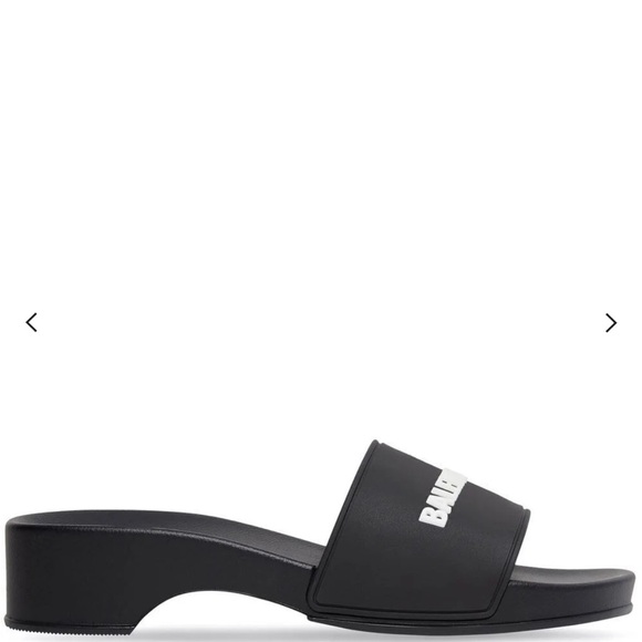 Authentic new Balenciaga BB logo Rubber pool Wedge slides size 7, black. - Picture 3 of 7